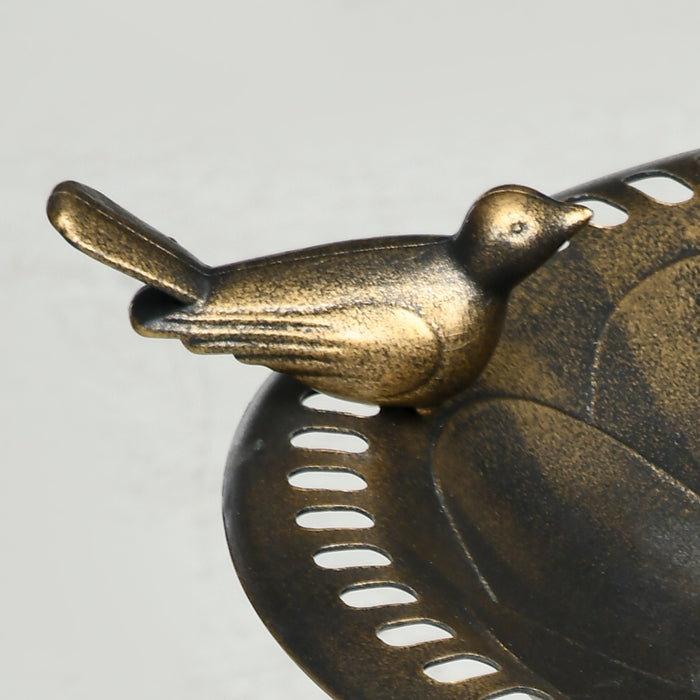 Antique Bronze Bird Bath with Decorative Birds and Planter Base 72cm Tall by Outsunny