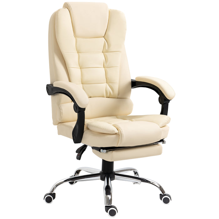 Cream White Executive Swivel Office Chair With Reclining Backrest by HOMCOM