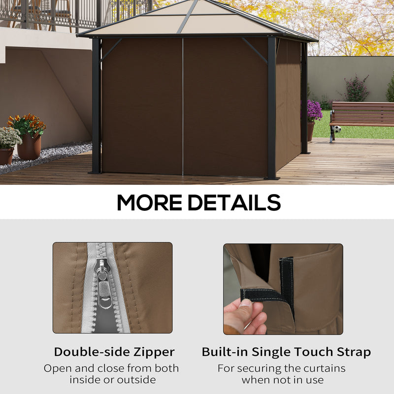 Set of Four Dark Brown 3 x 4m Gazebo Replacement Walls for Outdoor Shelter by Outsunny