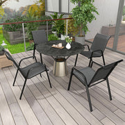 Grey Set of 4 Stackable Rattan Garden Chairs for Easy Storage