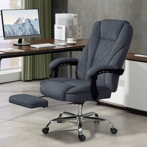 Heated Reclining Massage Office Chair with Footrest and Adjustable Height for Home Desk, Dark Grey