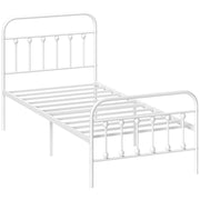 White Single Metal Bed Frame Minimalist Design Strong and Durable by HOMCOM