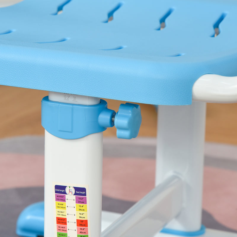 Kids Study Desk and Chair Set with Adjustable Height and Storage Drawer, Blue