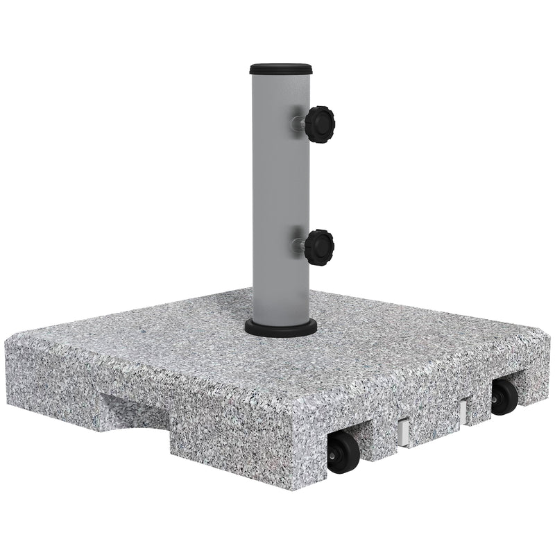 Grey 28kg Granite Parasol Base With Wheels And Handle For Heavy Duty Garden Use