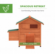 Wooden Chicken Coop for 2 with Nesting Box and Weatherproof Roof for UK Gardens Orange AOSOM
