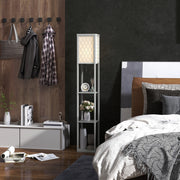 Grey and White Three Shelf Floor Lamp with Fabric Shade for Living Rooms by HOMCOM