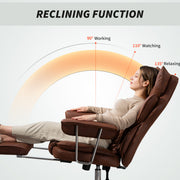 Dark Brown Reclining Office Chair With Lumbar Support Ideal For All Day Comfort
