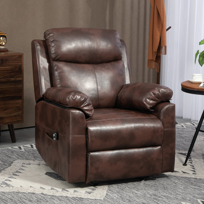 Electric Riser Recliner Chair With 70 Degree Tilt And Faux Leather Upholstery, Dark Brown