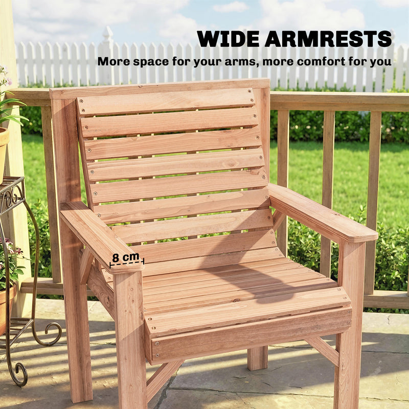 Garden Chair for Relaxing Outdoors with Curved Seat and Water Resistant Fir Wood Natural Finish Outsunny