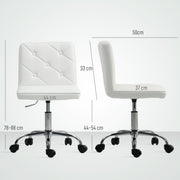 White PU Leather Swivel Office Chair With Wheels And Adjustable Height For Home Study