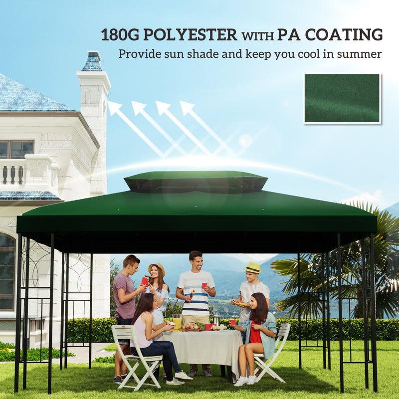 Green Gazebo Roof Replacement for 3 x 4m Frames UV Resistant by Outsunny