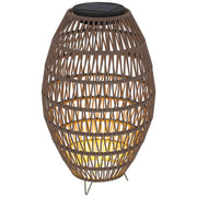 Rattan Solar Garden Lantern IP44 Waterproof Auto On Off Outdoor Light Dark Brown by Outsunny