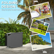Set of 2 Grey Foldable Sun Loungers with Adjustable Backrest and Sun Shade for Garden