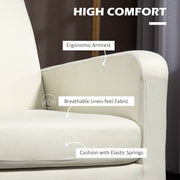 Set of 2 Upholstered Armchairs with Solid Wood Legs Ideal for Living Room or Bedroom Cream White