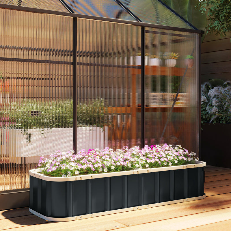 Raised Garden Bed for Easy and Safe Home Planting with Tool-Free Assembly, Dark Grey Outsunny