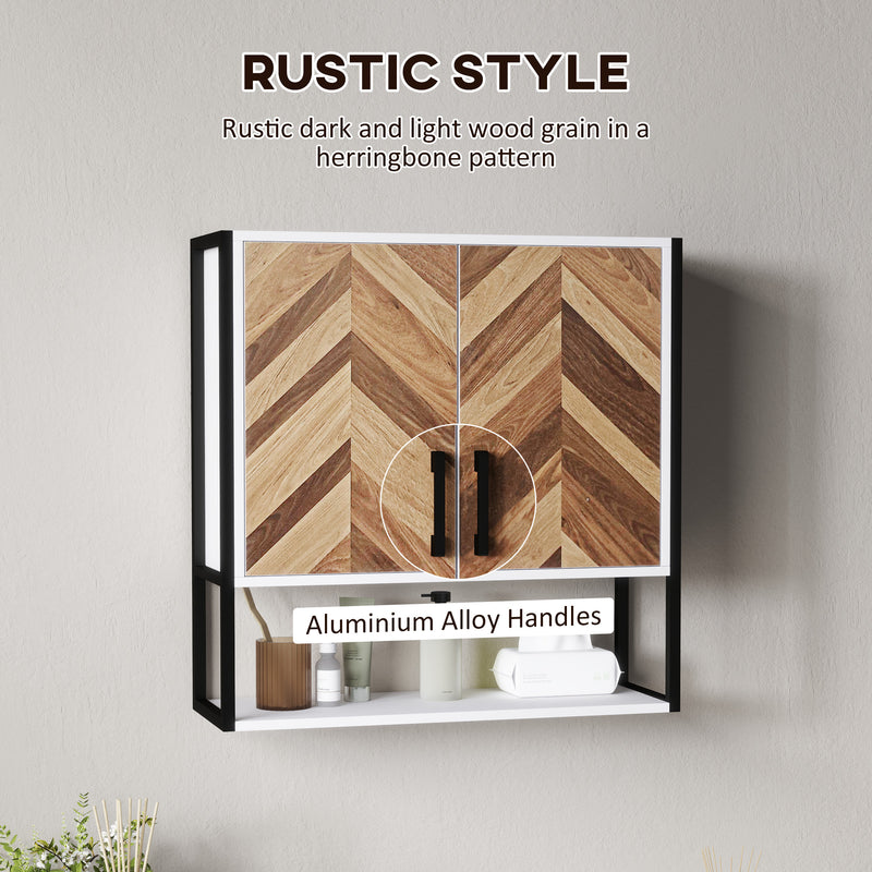 Walnut Wall Mounted Bathroom Cabinet With Adjustable Shelf and Double Doors by HOMCOM