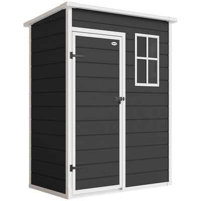5x3ft Metal Shed with Lock, Window, Pent Roof for Secure Garden Tool Storage, Black Outsunny