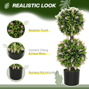 Set of 2 Artificial Ball Trees with Pink Lavender Flowers 70cm by HOMCOM