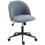 Teddy Fleece Swivel Office Chair with Wheels and Adjustable Height for Home Grey AOSOM
