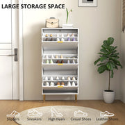 Slim Shoe Storage Cabinet With 3 Flip Drawers Ideal For Hallways Or Entryways White