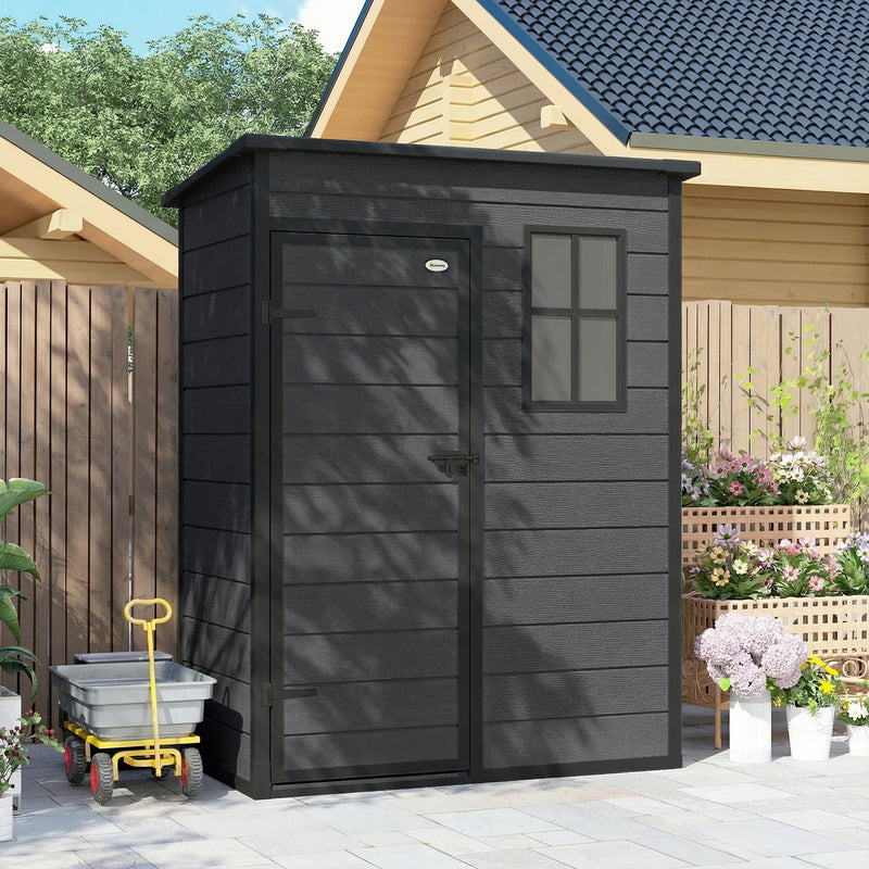 Outdoor Storage Shed for Secure Garden Tool Organisation with Window and Lock Dark Grey