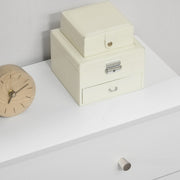 Scandi Inspired 3 Drawer Chest of Drawers White Particle Board Wood Legs Anti-Tipping Design 80W x 30D x 80H cm Storage Solution Homcom