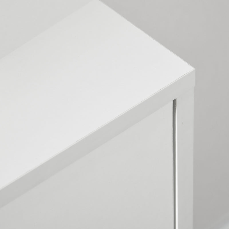 Scandi Inspired 3 Drawer Chest of Drawers White Particle Board Wood Legs Anti-Tipping Design 80W x 30D x 80H cm Storage Solution Homcom