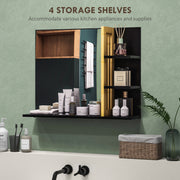 Wall Mounted Bathroom Mirror With Storage Shelves Ideal For Small Spaces Natural Wood