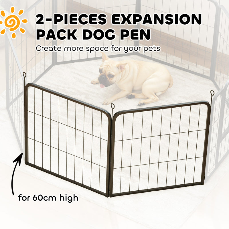 2 Piece Dog Pen Extension Panels with 3 Connecting Stakes for 60cm High Pet Playpen by PawHut
