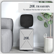 Black 20L Modern Metal Kitchen Bin With Boxy Design by HOMCOM