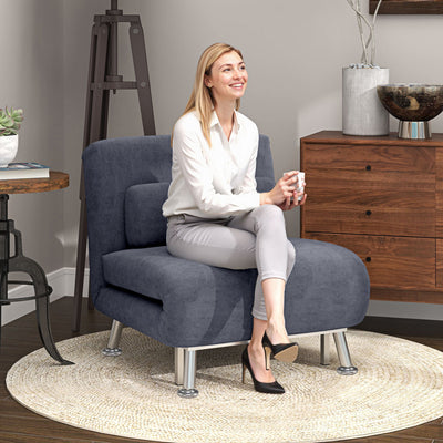 Single Sleeper Chair, Charcoal Grey Velvet Feel, Comfortable and Stylish by HOMCOM