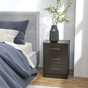 Black Wooden Bedside Tables Set of 2 with Drawer and Shelf for Bedroom or Lounge