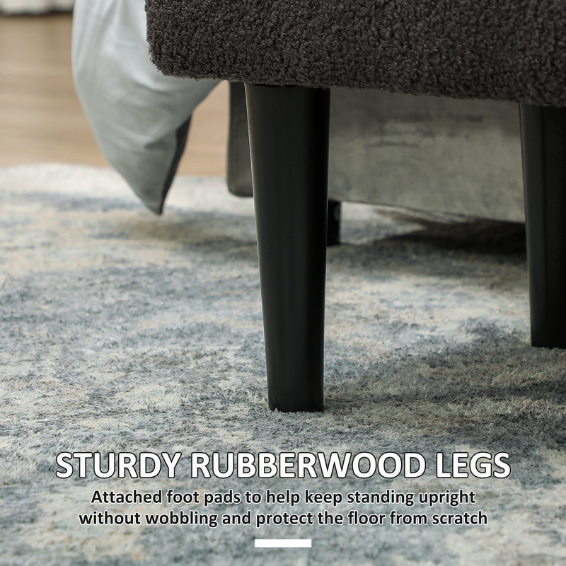 Dark Grey 47L Teddy Fleece Storage Ottoman with Padded Lid by HOMCOM