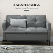 Two Seater Fabric Sofa with Steel Legs Ideal for Living Rooms or Small Spaces Grey