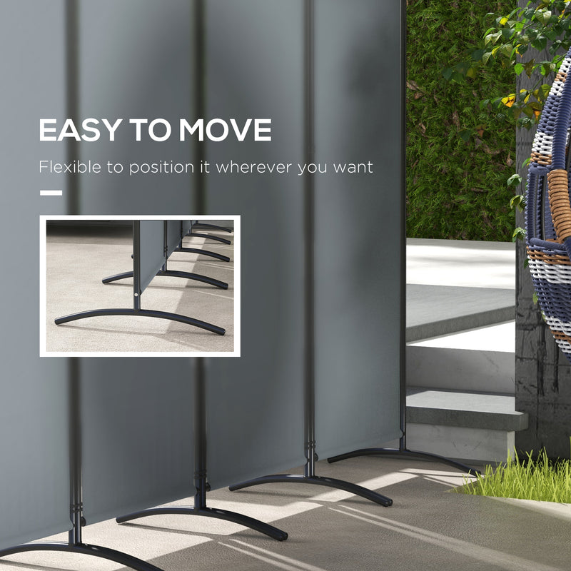 4 Panel Folding Garden Privacy Screen 1.7m Freestanding Divider for Deck Pool Hot Tub Dark Grey by Outsunny Outsunny