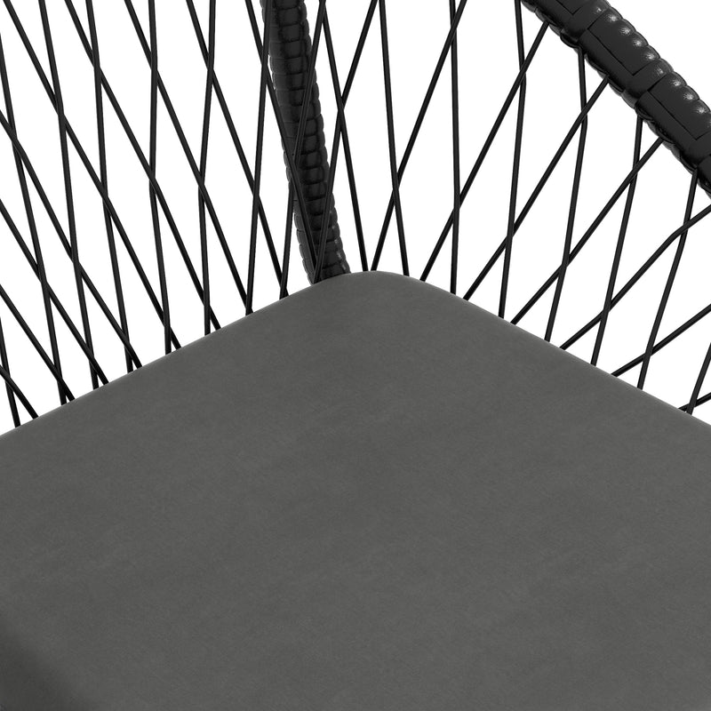 Black 3 Piece Rattan Bistro Set With Cushions For Balcony Or Small Garden Spaces