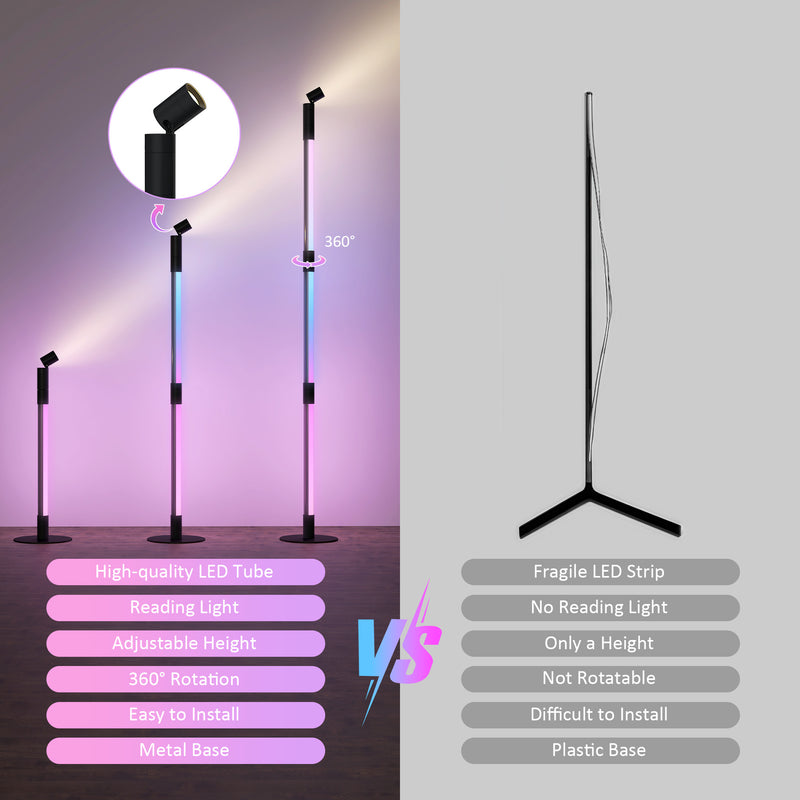 LED Floor Lamp with RGB, Remote Control and Music Sync for Living Room and Gaming by HOMCOM