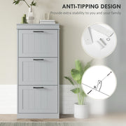 Three Drawer Slimline Shoe Storage Cabinet For Hallway Or Entryway, Grey