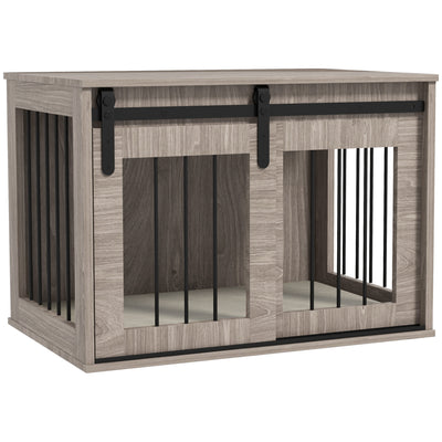 Dog Crate Furniture with Removable Cushion for Medium Pets Ideal as Side Table Brown