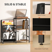 Rustic Brown 3 Tier Record Player Stand With Storage For Living Room Or Bedroom Use