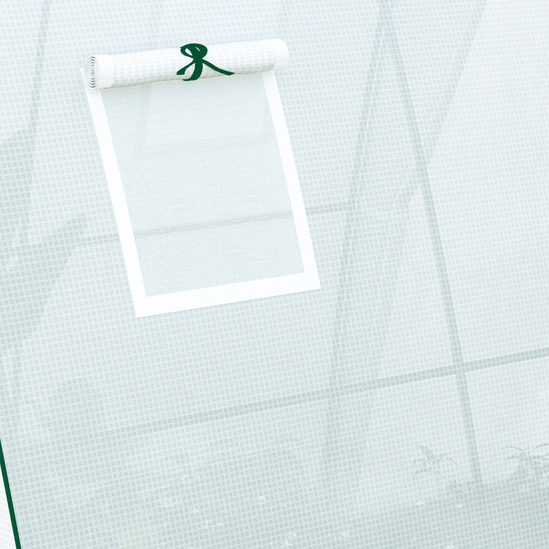 Walk In Tunnel Greenhouse With Screen Windows And Sandbags For Garden Growing White AOSOM