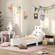 Toddler Bed with Rabbit Design Ideal for Kids Bedroom Play and Sleep Space, White