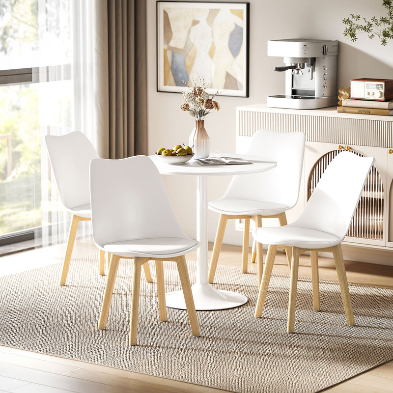 Five Piece White Modern Dining Set With Table And Chairs For Kitchen Or Dining Room