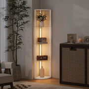 Corner Floor Lamp with 5 Glass Shelves for Display and Soft LED Lighting White Homcom