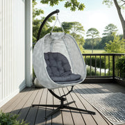 Grey Hanging Egg Chair with Stand and Cushion for Garden Patio and Balcony by Outsunny