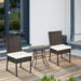 Set of 2 Brown Rattan Garden Dining Chairs With White Cushions