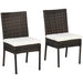 Set of 2 Brown Rattan Garden Dining Chairs With White Cushions