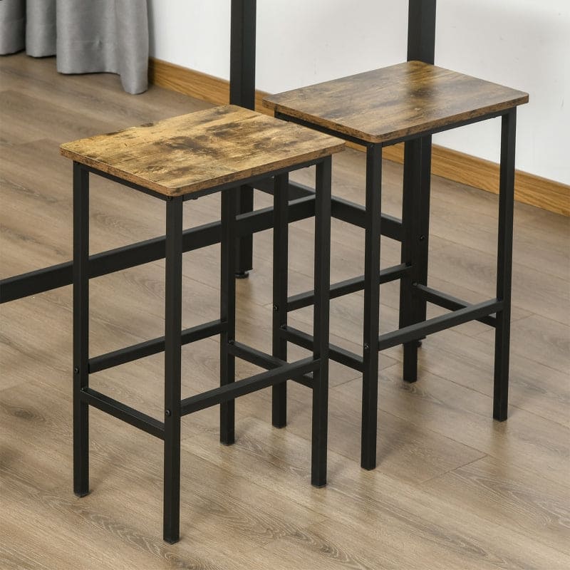 Set of 2 Industrial Breakfast Bar Stools, Rustic Brown