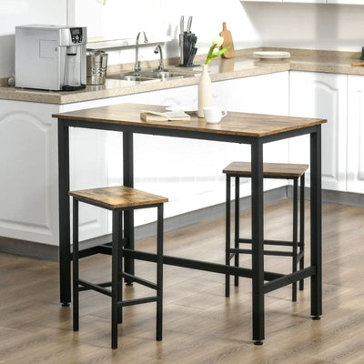 Set of 2 Industrial Breakfast Bar Stools, Rustic Brown Homcom