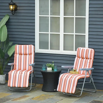 Set of 2 Padded Reclining Garden Chairs Outsunny